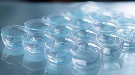 The contact lenses being stored in a specialized case which is designed to also clean and disinfect the lenses for safe hygienic use.