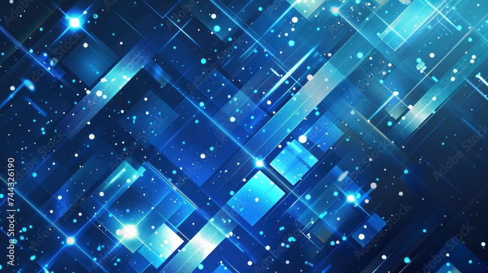 Wall mural Abstract blue technology hexagonal background - generative ai