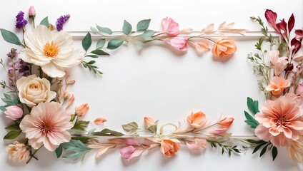 Fototapeta na wymiar a set of three floral frames on a white background