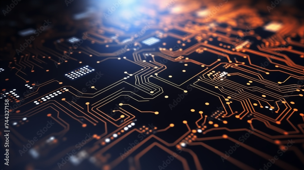 Wall mural circuit board background, can be used as digital dynamic wallpaper, technology background. 3d render