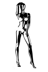 silhouette of woman standing black and white vector image