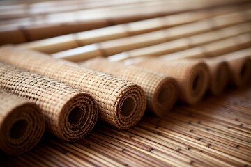 Rolled bamboo mat banner. Food texture. Generate Ai