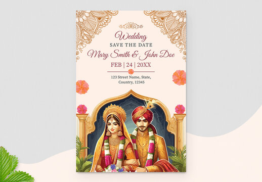 Traditional Wedding Invitation Card Design Layout