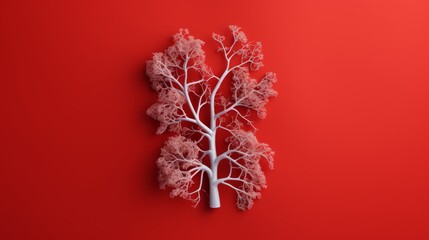 Naklejka premium Human lung on red background