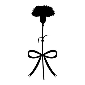 recommend clip art: 一輪のカーネーションとリボンのシルエット、アイコン、ベクター