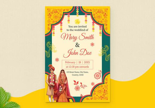 Traditional Wedding Invitation Card Design Template