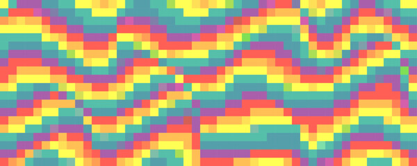 Wavy pixelated background. Multi colours pattern.