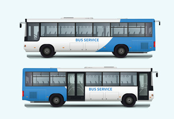 city blue bus vector illustration