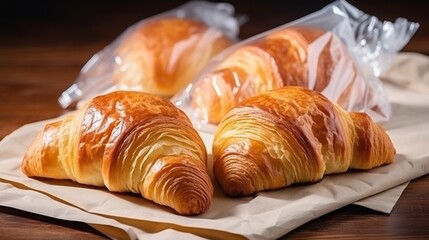 Sets of raw croissants with butter