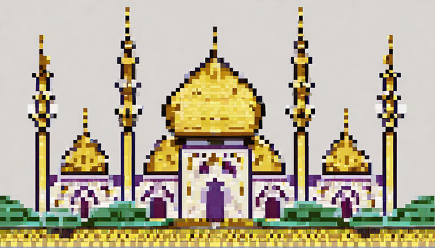 illustration of a mosque pixer art