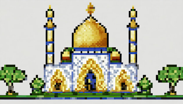 illustration of a mosque pixer art