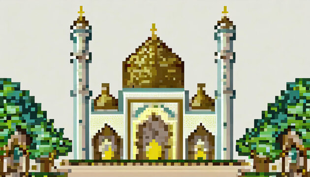 illustration of a mosque pixer art