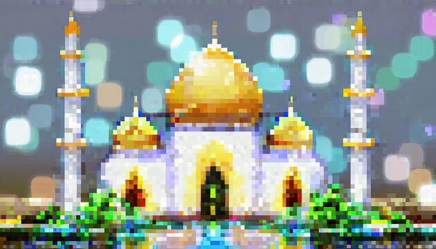 illustration of a mosque pixer art