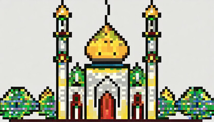 illustration of a mosque pixer art