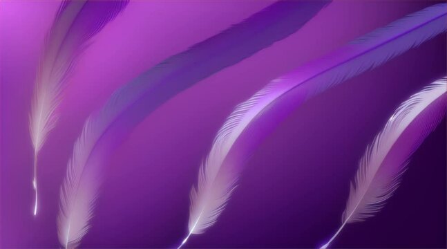 A white feather background with a soft, fluffy texture is floating on a purple background.