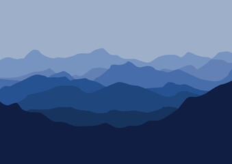 mountains landscape nature. Vector illustration in flat style.