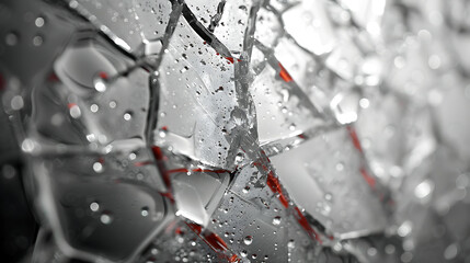 Broken glass texture frame realistic smashed window AI Image Generative - obrazy, fototapety, plakaty