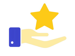 Golden Star Held by Hand: 3D Illustration for Web Decoration and Celebrations