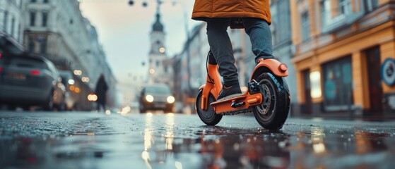 Electric scooters for rent in a city center, offering eco-friendly transportation alternatives to reduce urban congestion and pollution.