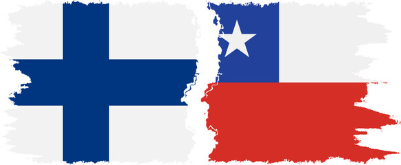 Chile and Finland grunge flags connection vector