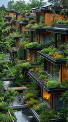 Obraz premium Revamping old structures, adding green roofs and solar panels, showcases eco-conscious urban renewal efforts.