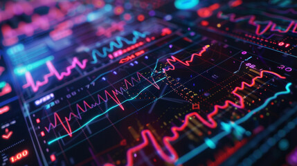 A closeup of a digital twins vital signs with realtime readings and simulations of potential health scenarios based on different lifestyle choices.