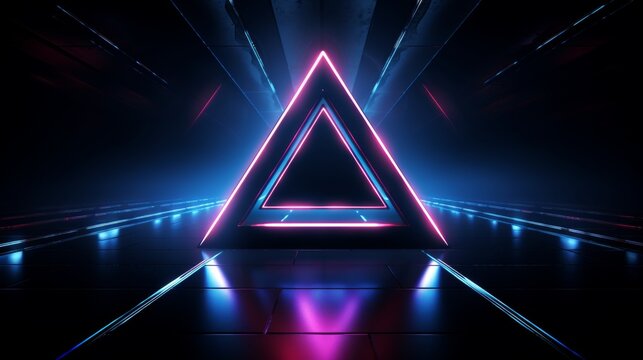 Abstract background with neon lights in triangle shape © JH45