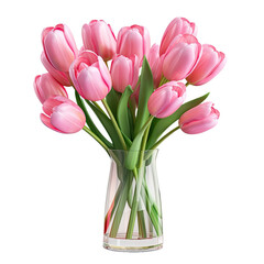  pink tulips isolated on transparent background
