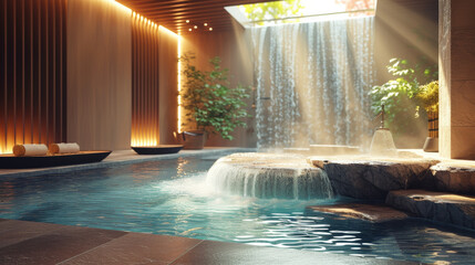 a fountain in a spa facility