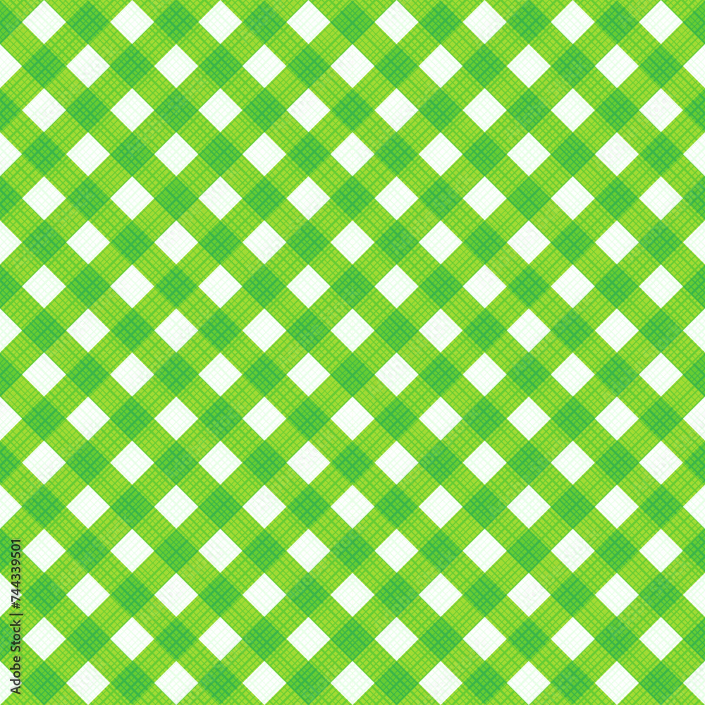 Wall mural Fresh green gingham seamless (you see 4 tiles) fabric cloth, pattern or background
