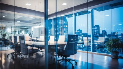 Bright office building with view of board room 