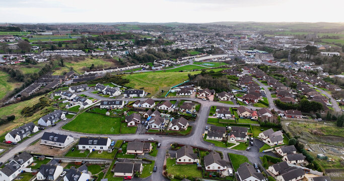 Aerial view of Residential housing in Downpatrick Co Down Northern Ireland