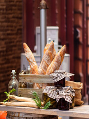 Artisan Bread Display at Rustic Outdoor Market