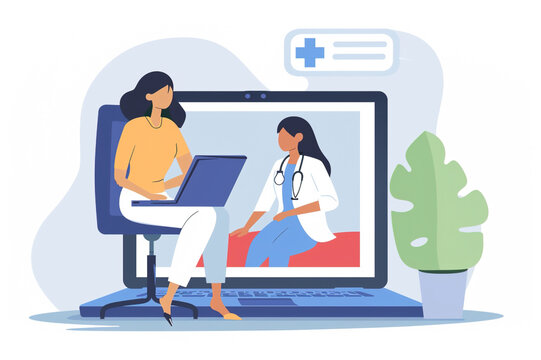 Woman consult with doctor via online channel for telemedicine concept