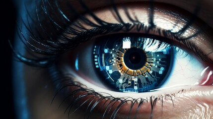 Digital eye concept with vibratory retina and pupil  - obrazy, fototapety, plakaty