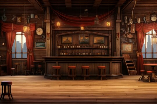 Saloon background. Wild wood american. Generate Ai