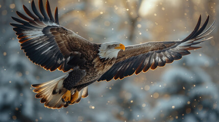 Majestic Eagle Soaring Through the Sky - obrazy, fototapety, plakaty