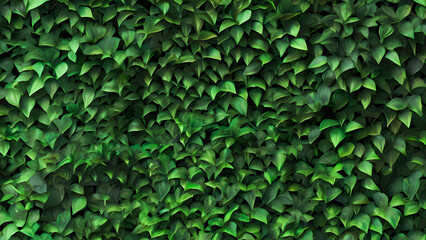 Fototapeta premium Panorama with leaves. Decorative wall with green leaves.