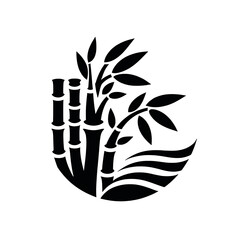 graphic design illustration black and white horizon a bamboo farm