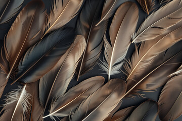 Top view of seamless brown and black feathers