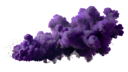 purple explosion isolated on transparent background - powder paint effect design element PNG cutout