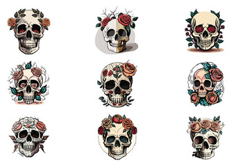 set of skulls