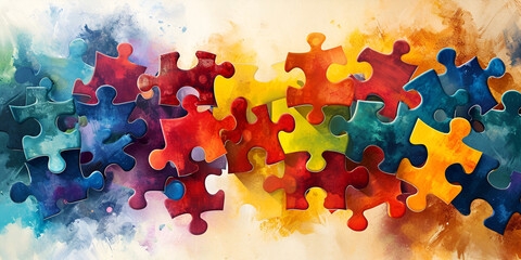 Puzzle Paradise: Scattered Multicolored Pieces Await Your Assembl 