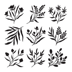 Set of branch and leaves vector	