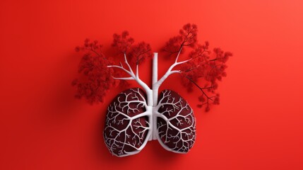 Human lungs on solid background
