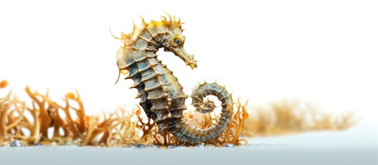 Obraz premium vector illustration of a seahorse when viewed closely under the sea