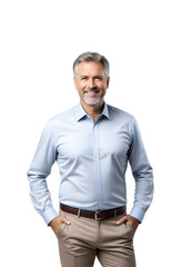 An older man over isolated background standing and smiling