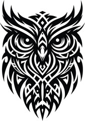 modern tribal tattoo owl, abstract line art, minimalist contour. Vector
