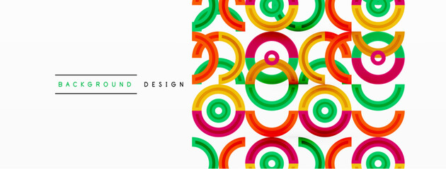 Obraz premium Circles are arranged in a grid pattern abstract background and feature a range of different colors, including shades of various colors. Template for wallpaper, banner, presentation, background