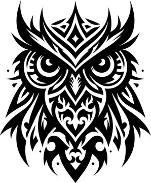 modern tribal tattoo owl, abstract line art, minimalist contour. Vector
